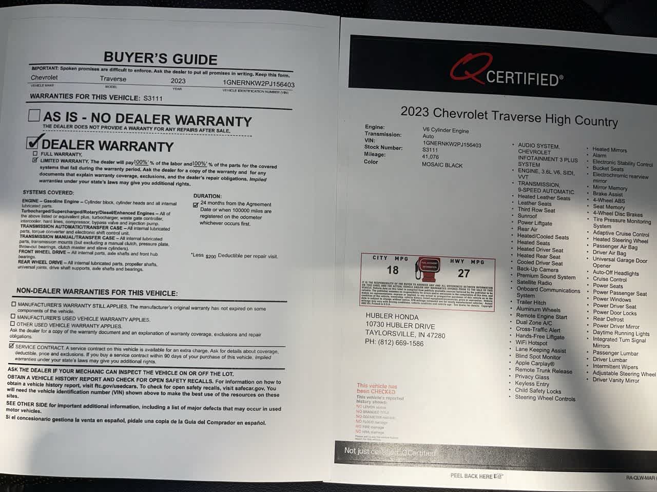 2023 Chevrolet Traverse High Country