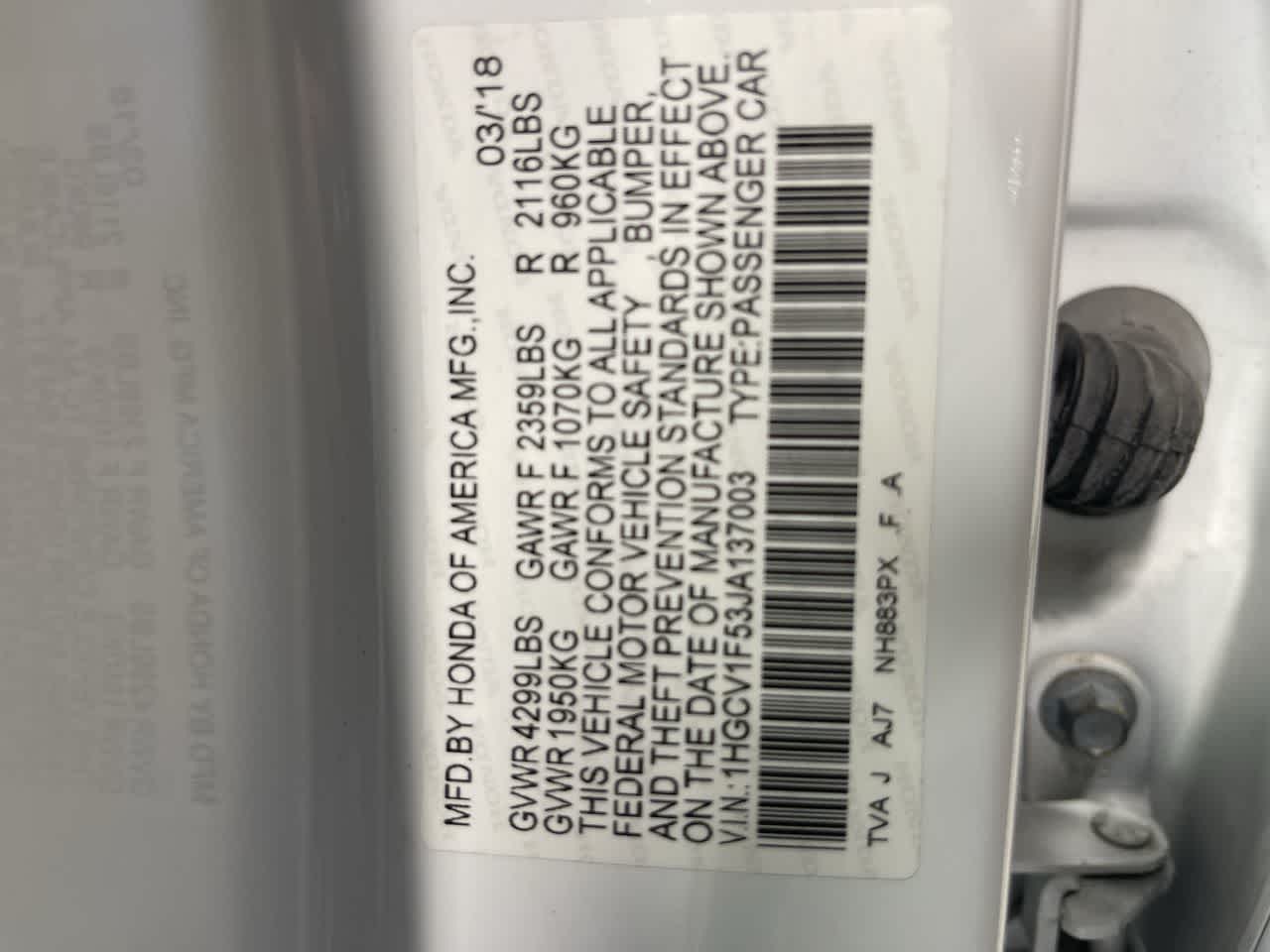 2018 Honda Accord Sedan EX-L 1.5T