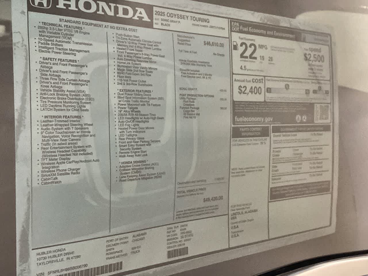2025 Honda Odyssey Touring