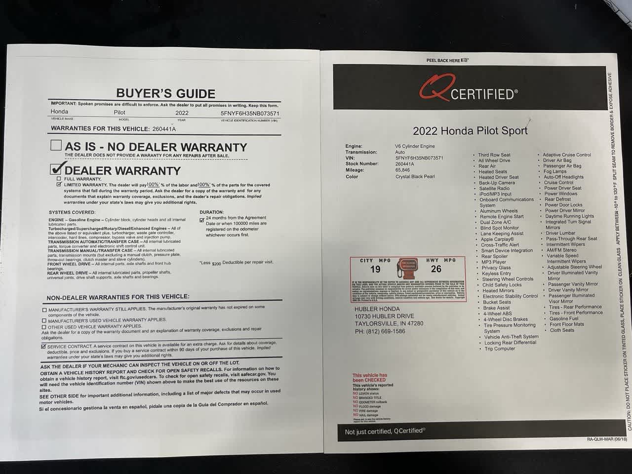 2022 Honda Pilot Sport