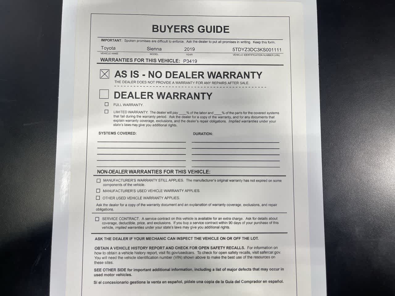 2019 Toyota Sienna XLE