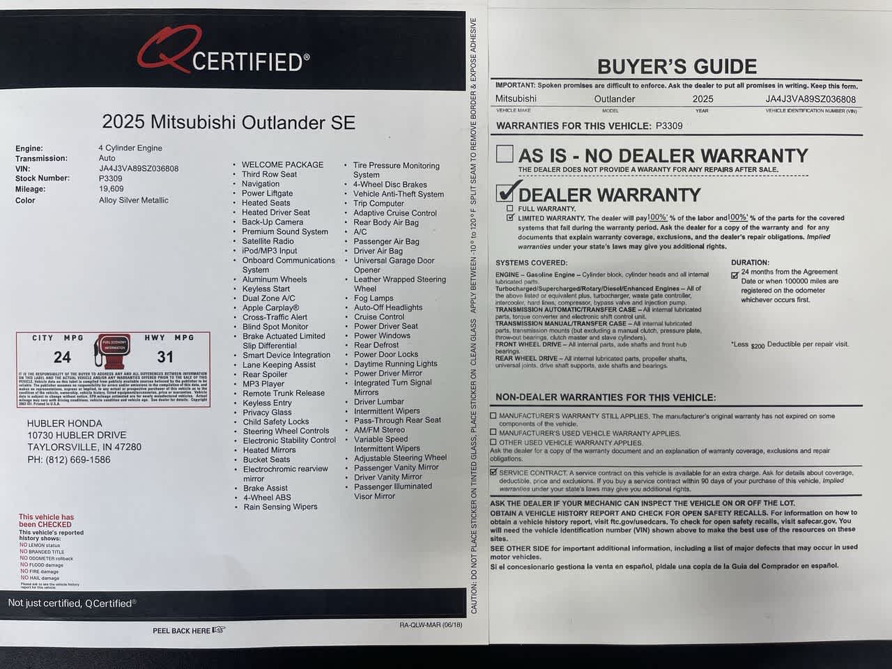 2025 Mitsubishi Outlander SE