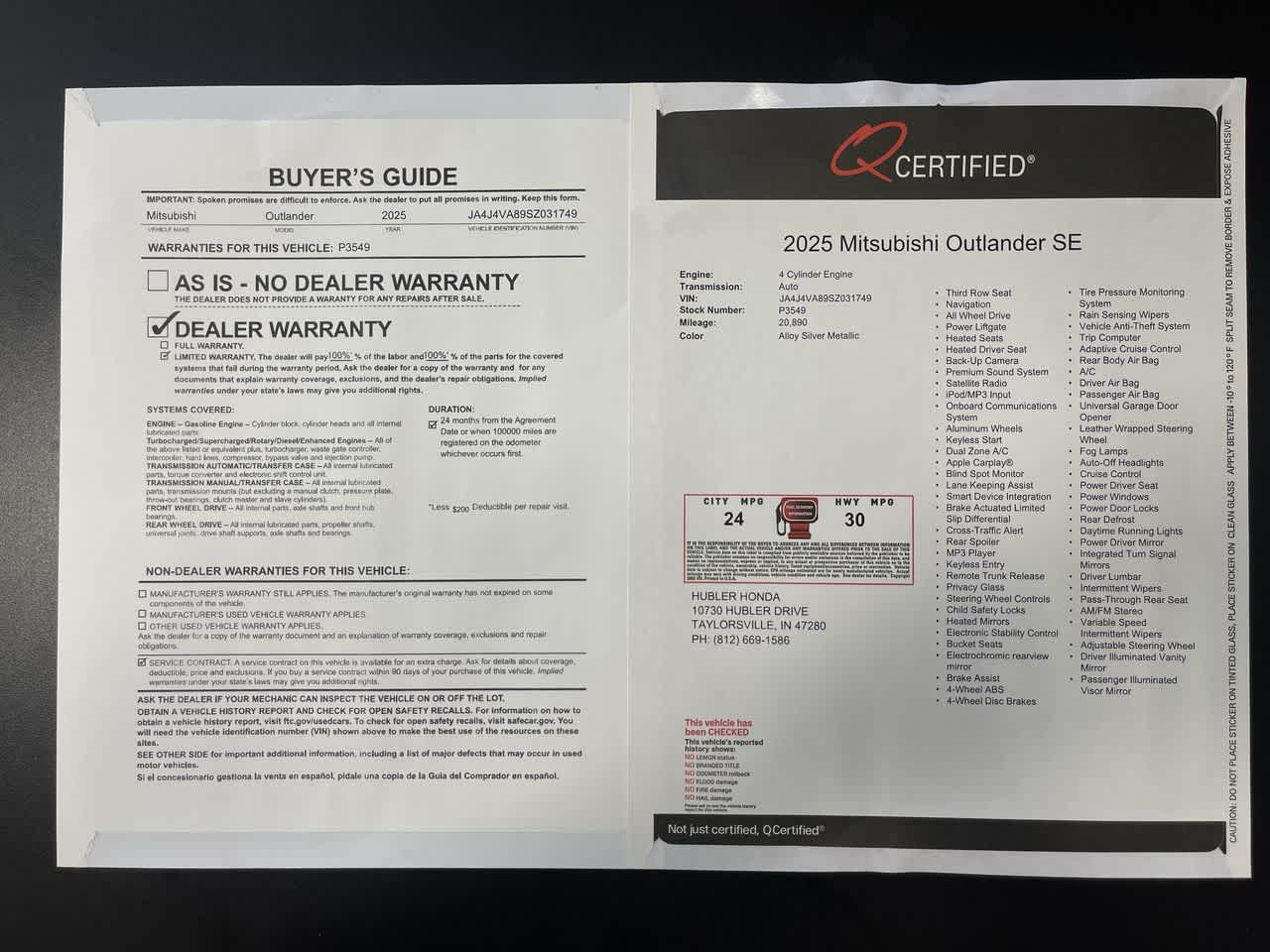 2025 Mitsubishi Outlander SE