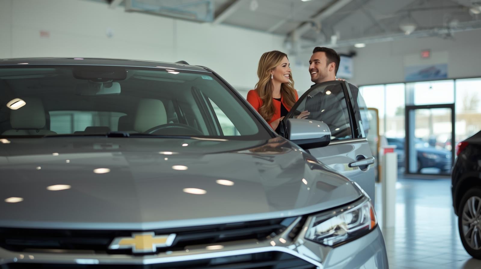 Couple shopping for a Chevrolet car